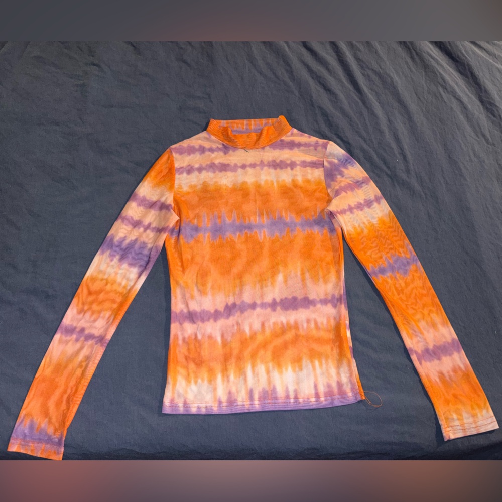 Vibrant Orange and Purple Tie-Dye Top